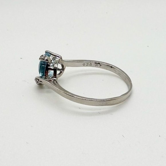 Beautiful Heart Shape Natural Blue Topaz and Diamond Ring Size 8.25 - Picture 7 of 15